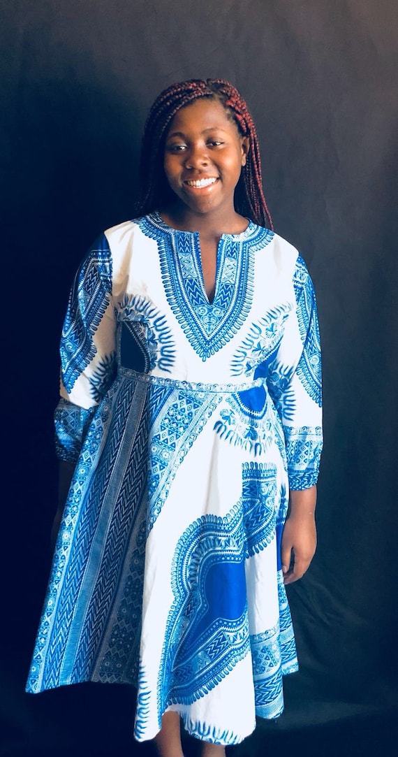 blue african dress