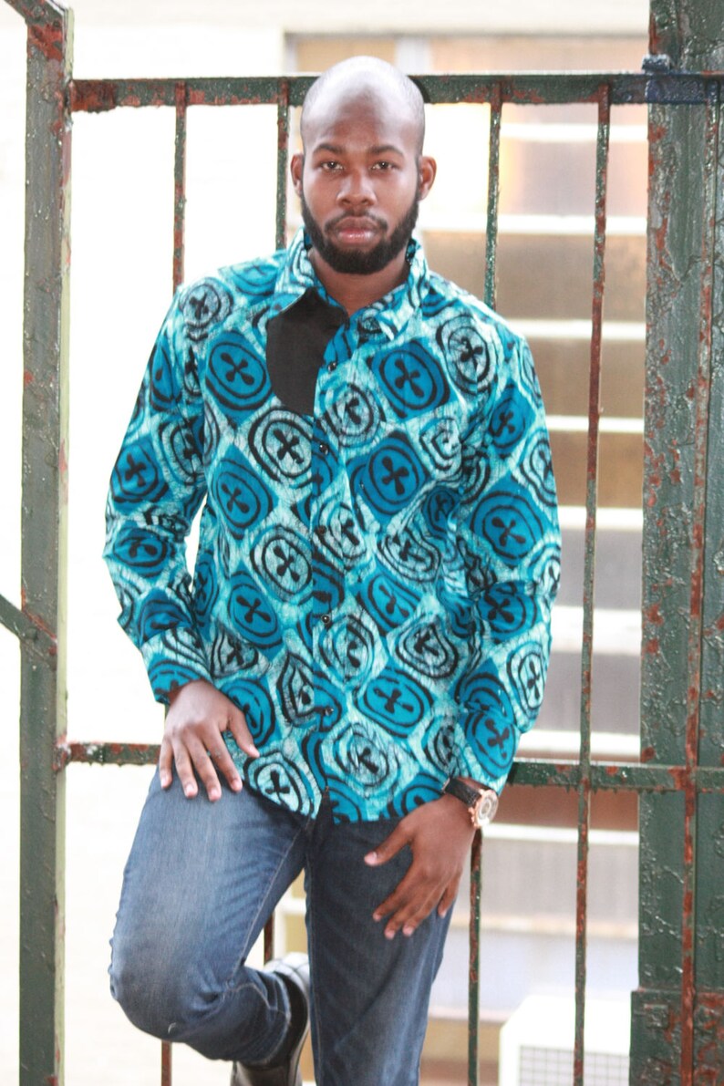 Batik Men's Shirt African Print Ready to ship African image 0