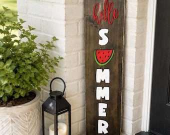 Watermelon Welcome Sign: Hello Summer Porch Leaner