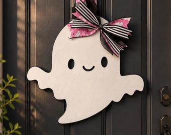 Handmade Ghost Door Hanger: Pink & Black Girly Halloween Decor