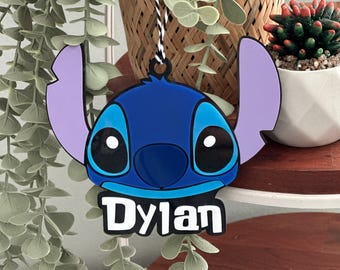 Personalized Stitch-Inspired Ornament – Custom Name Gift for Kids, Stocking Tag