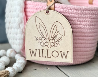 Easter Basket Tag, Personalized Easter Basket Tag, Custom Easter Tag, Bunny With Glasses Tag, Custom Bunny Tag, Personalized Easter Name Tag