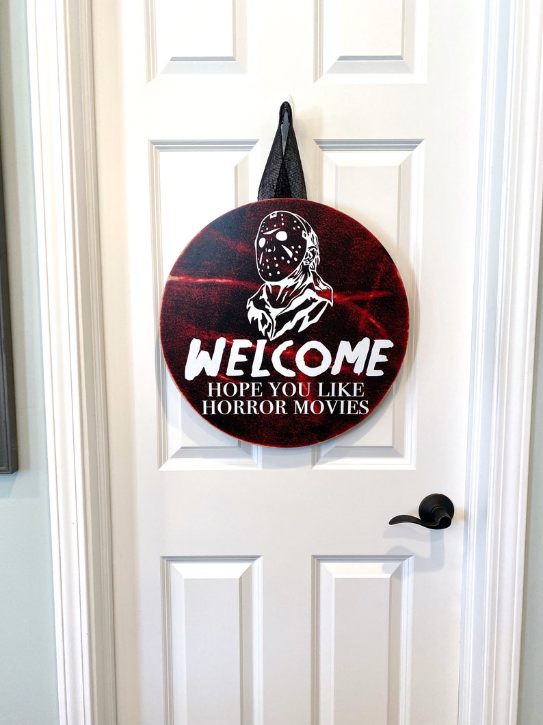 Halloween Front Door Hanger Friday the 13th Door Hanger Etsy