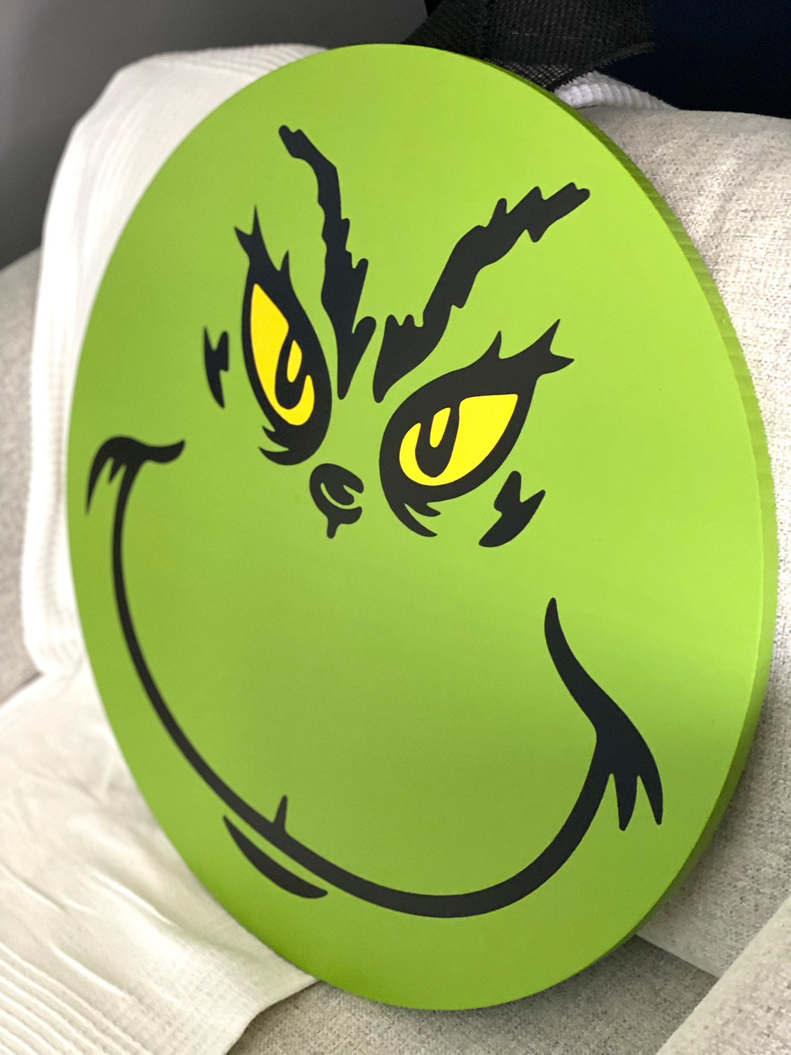 The Grinch Front Door Hanger Wooden Door Wreath Etsy
