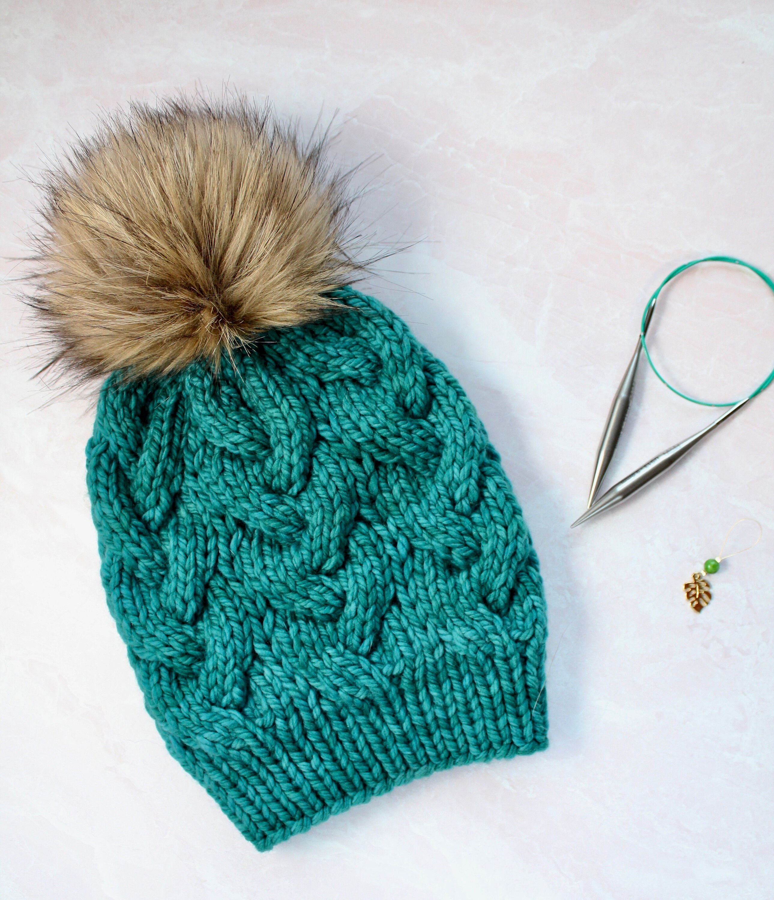 Adult Luxury Merino Wool Delta Cable Beanie