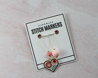 Heart with Flowers | Stitch Marker | Progress Keepers | Zipper Pull | Crochet progress keeper | Zipper charm