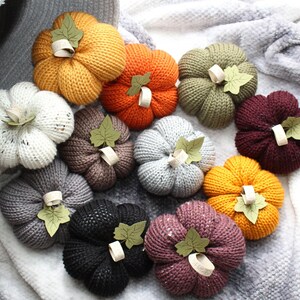 Knit Pumpkins | Fall Decor | Thanksgiving Decorations | Autumn Decor | Fall Colors | Halloween Decor | &quot;Hello Fall&quot; Handmade Pumpkins