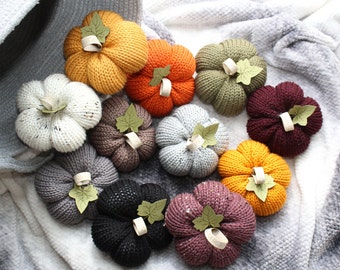 Knit Pumpkins | Fall Decor | Thanksgiving Decorations | Autumn Decor | Fall Colors | Halloween Decor | "Hello Fall" Handmade Pumpkins