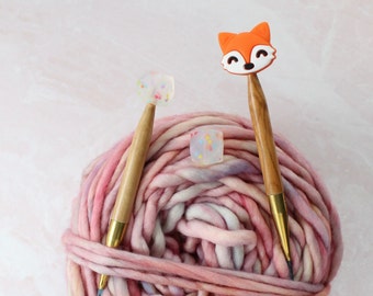 Fox Needle Stoppers| Knitting Needle Stoppers | Knitting Notions | Stitch Stoppers | Needle Point Protectors | Stitch Holders