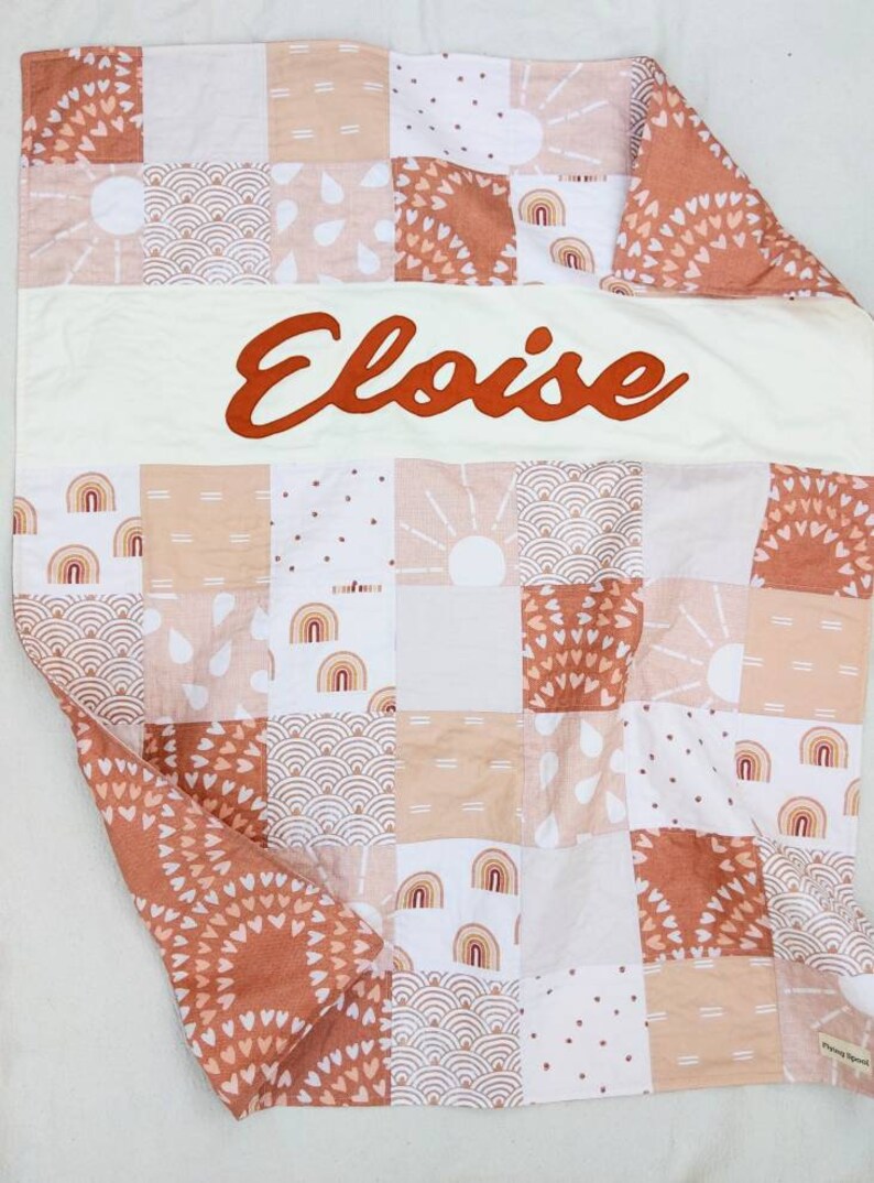 Muted Rainbow Baby Quilt Baby Girl Boho Nursery Rainbow Etsy