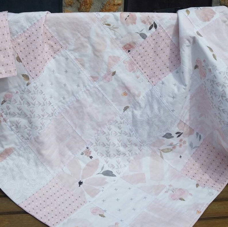 Baby Girl Blush Pink Quilt Pale Pink Floral Nursery Bedding Etsy