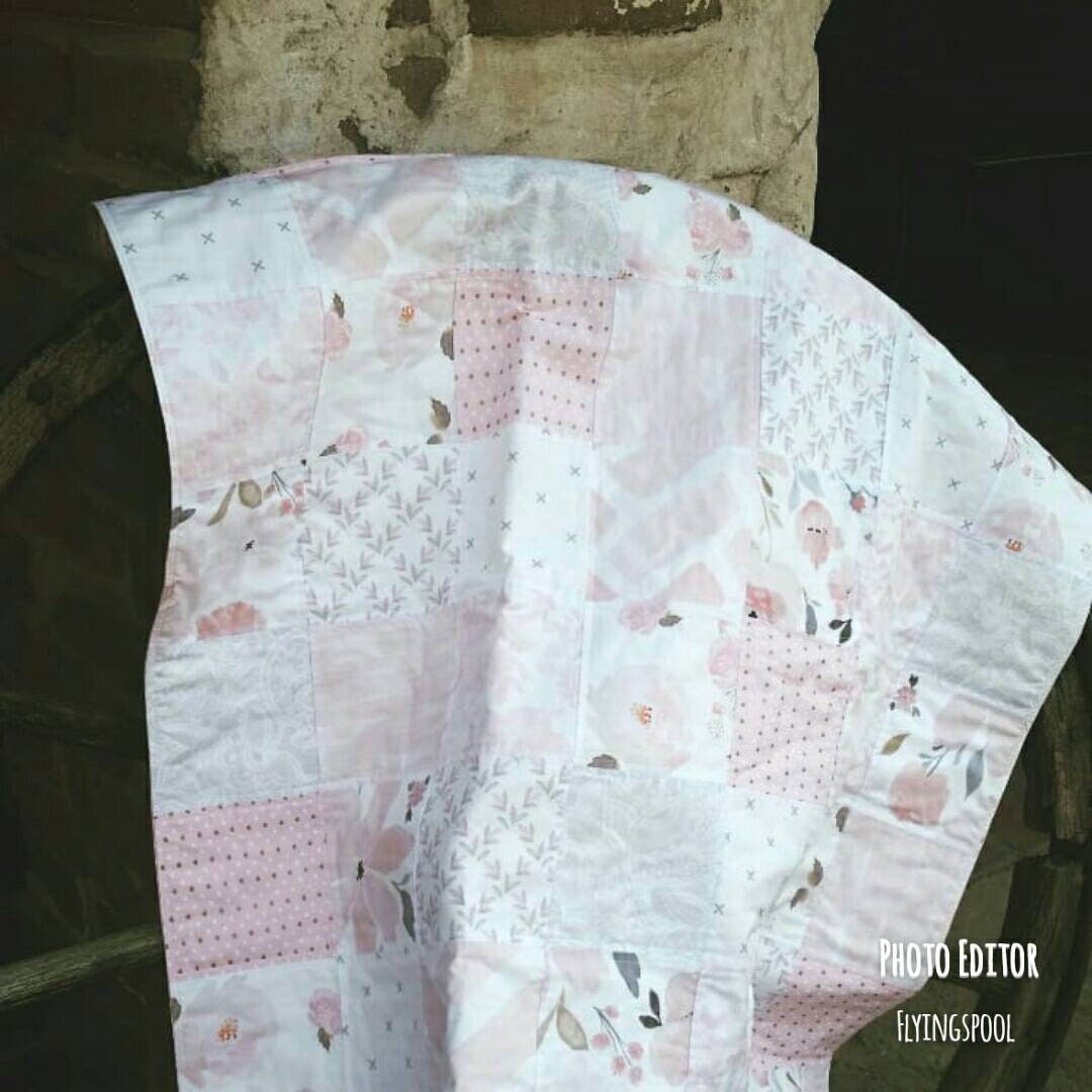 Baby Girl Blush Pink Quilt Pale Pink Floral Nursery Bedding Etsy