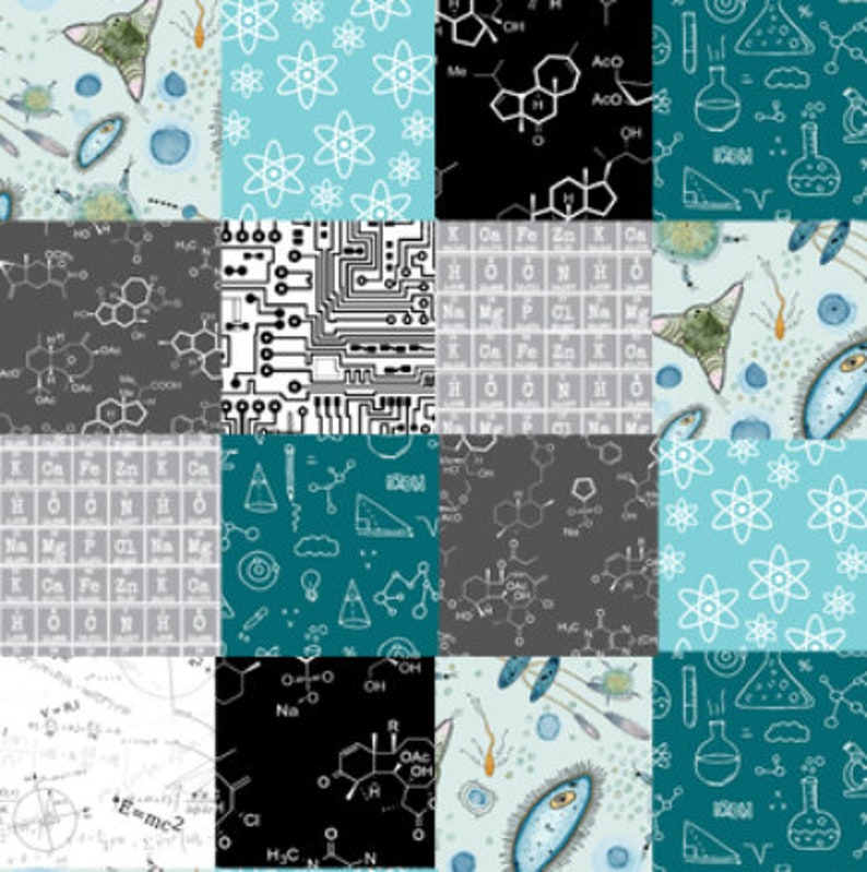 robot quilt baby nursery baby quilt atoms and molecules science quilt personalized quilt boy teal and gray quilt