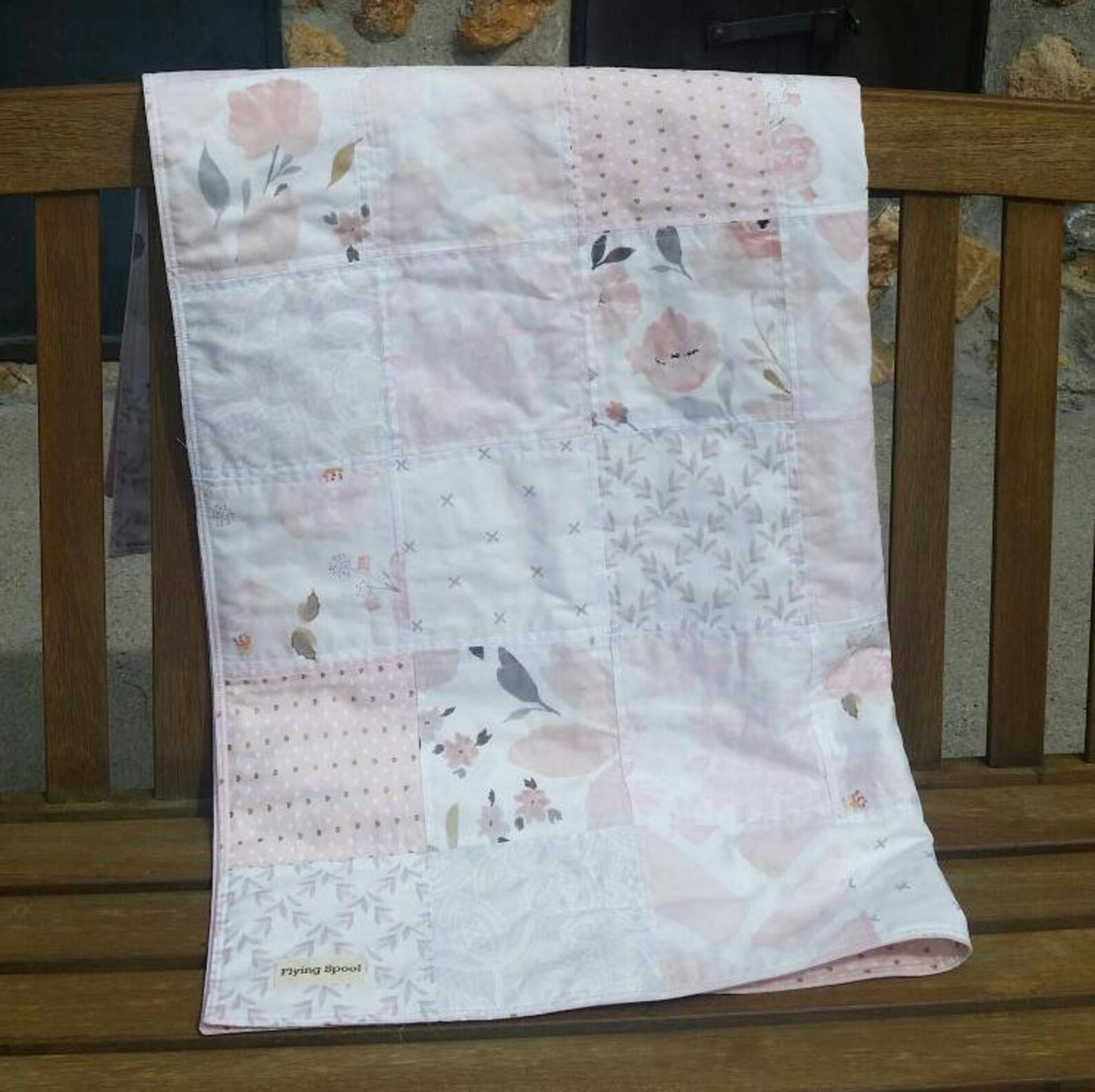 Baby Girl Blush Pink Quilt Pale Pink Floral Nursery Bedding Etsy