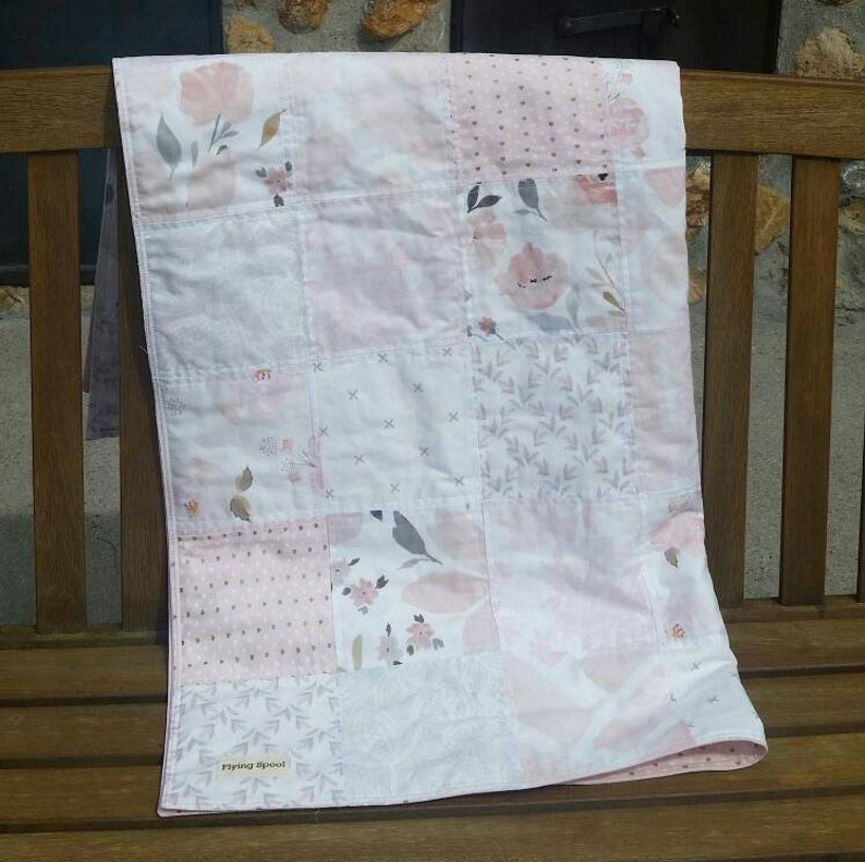 Baby Girl Blush Pink Quilt Pale Pink Floral Nursery Bedding Etsy