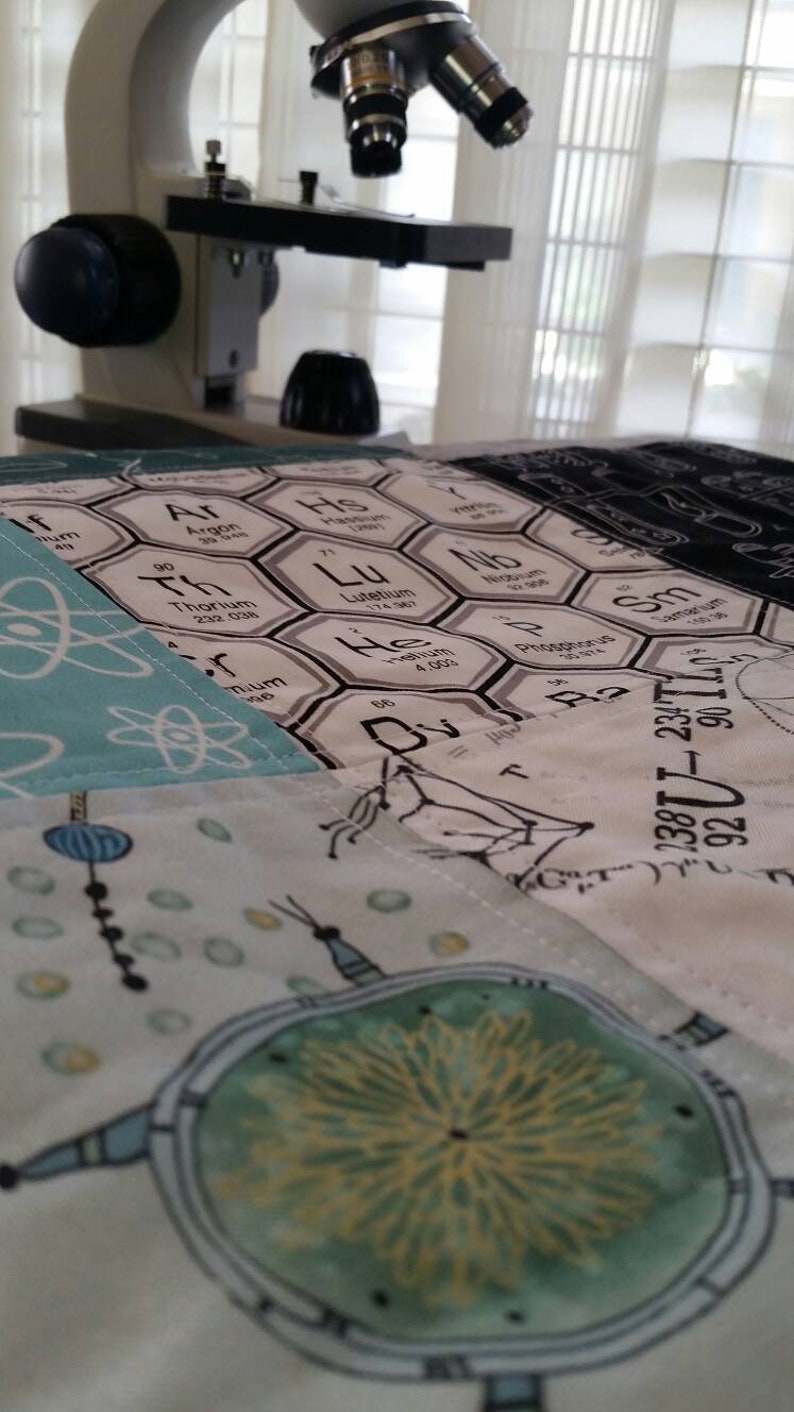 robot quilt baby nursery baby quilt atoms and molecules science quilt personalized quilt boy teal and gray quilt