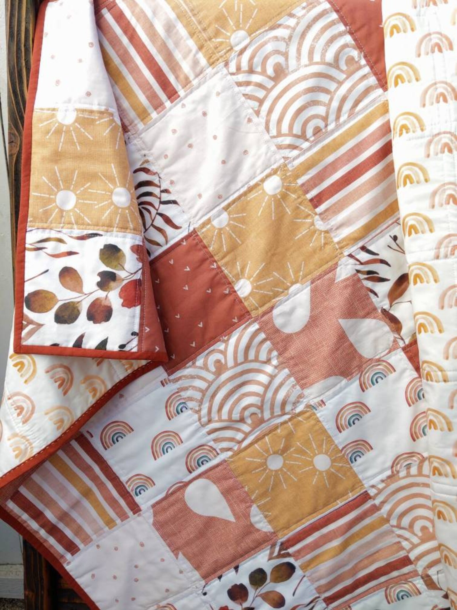 Baby Girl Quilt Earthy Tones Muted Rainbow Crib Bedding Etsy