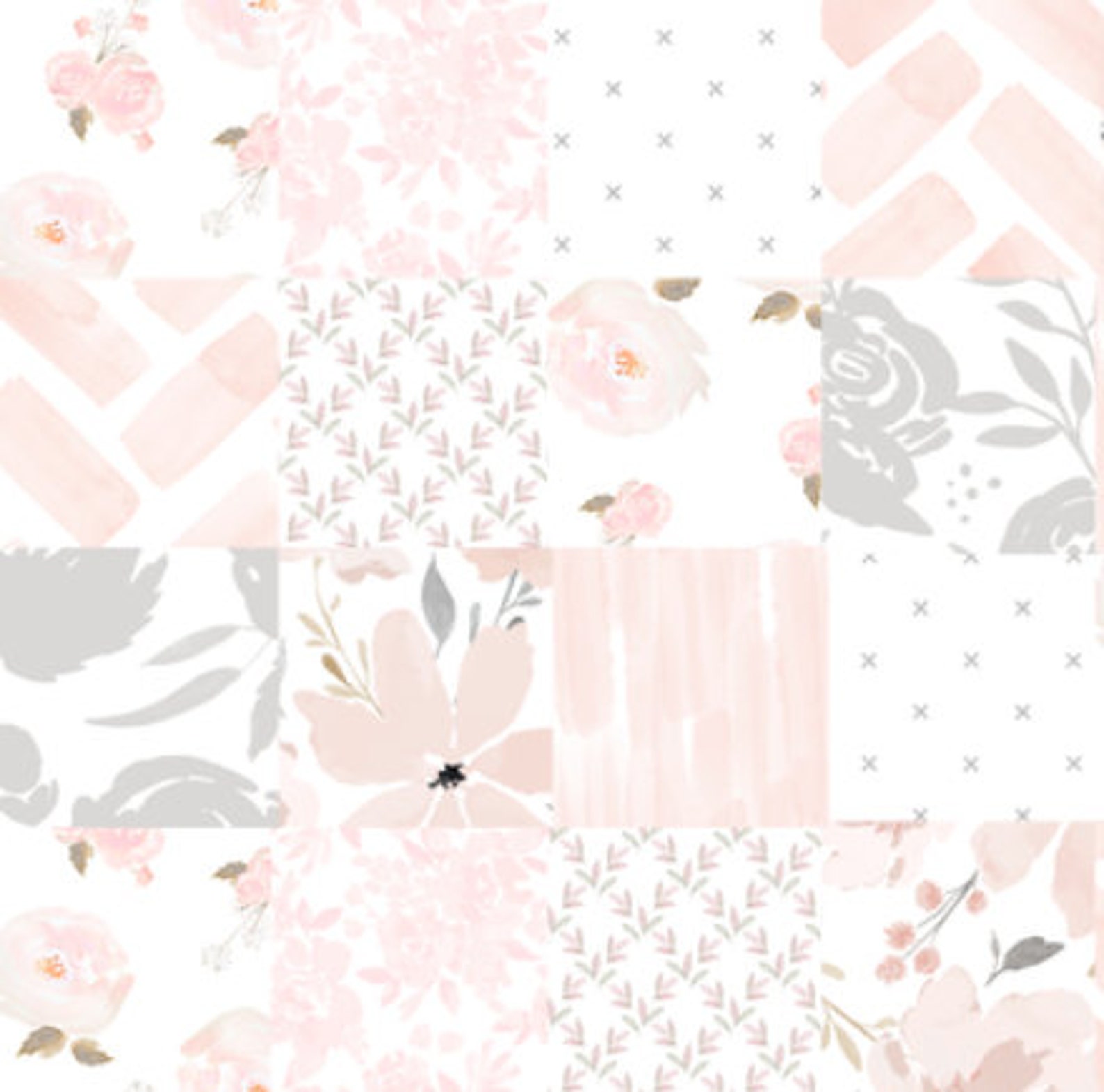 Baby Girl Blush Pink Quilt Pale Pink Floral Nursery Bedding Etsy