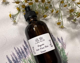 Organic Anti-frizz Hair Serum, natural oil treatment for hair, moisturizing hair