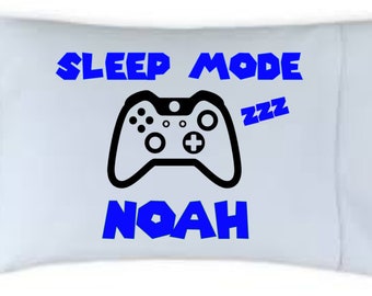 Sleep Mode Video Game Custom Pillow Cases-Available for Boys and Girls in several colors and fonts