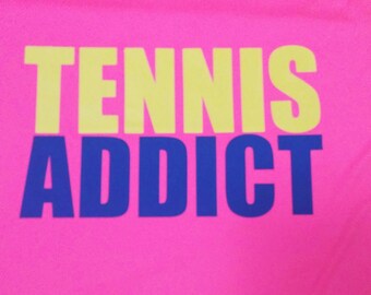 TENNIS ADDICT- Ladies Racer Bank Tank Top - Available in other colors, short sleeve and unisex