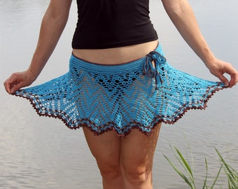 Crochet Lace Mini Skirt Ivory