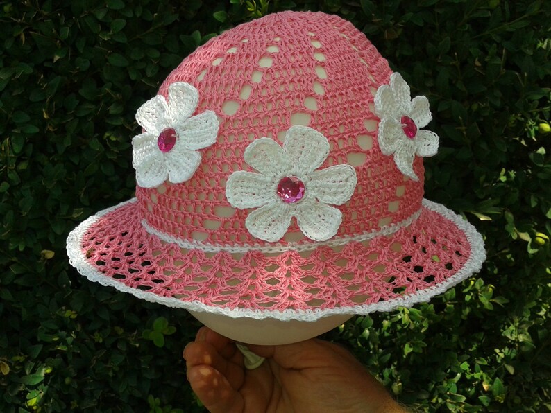 Crochet baby girl summer hat with flower Girl suns hats Beach Etsy