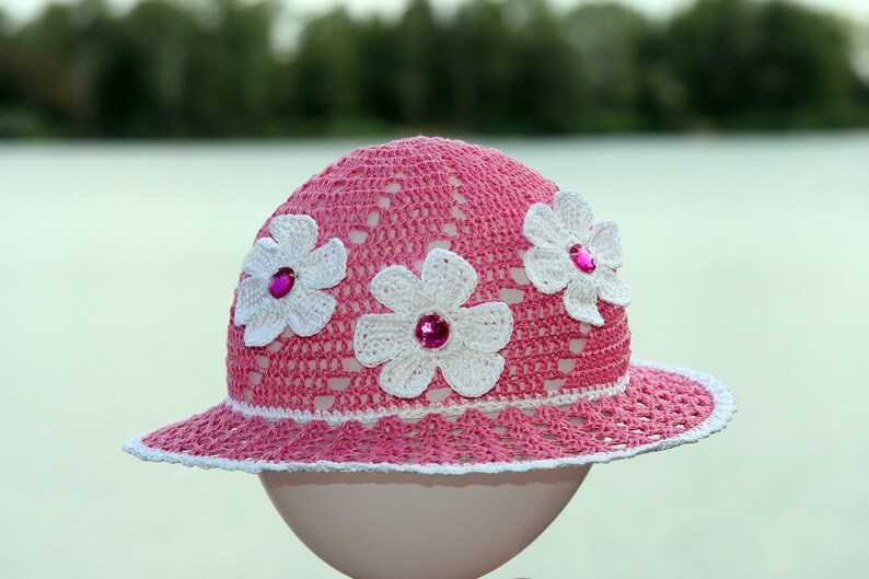 Crochet baby girl summer hat with flower Girl suns hats Beach Etsy