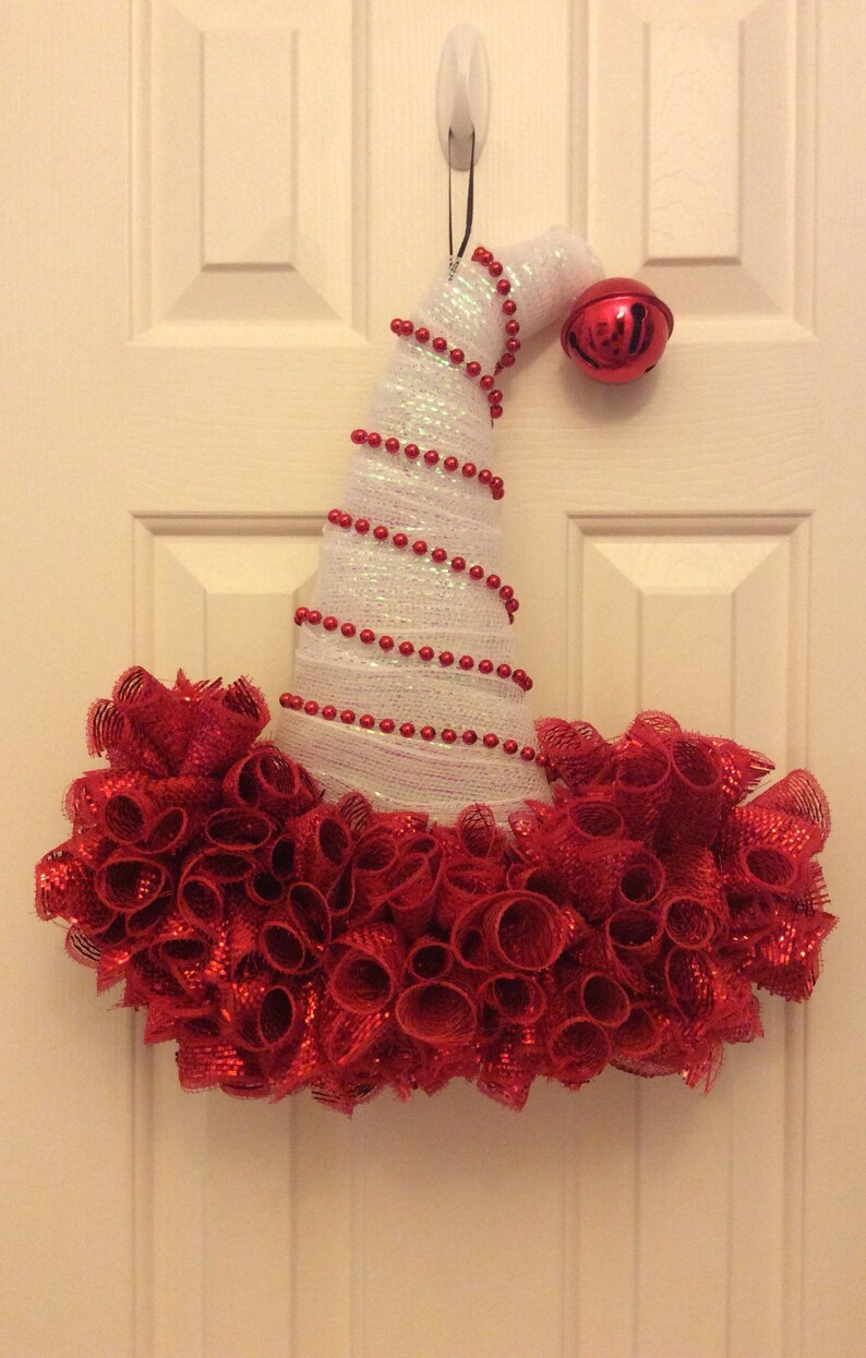 Christmas Wreath For Front Door Christmas Door Hanging Elf Hat Door Hanger Christmas Wall Hanging Holiday Decorations Seasonal Gift