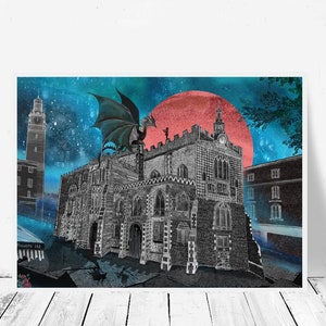 Norwich City Poster - Urban Art - Magie - Drachen Kunst - Märchen - Architektur Wanddeko