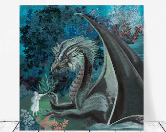 Dragon Print - Fairy - Enchanted Forest - Magical woodland Wall Hanging - children’s art