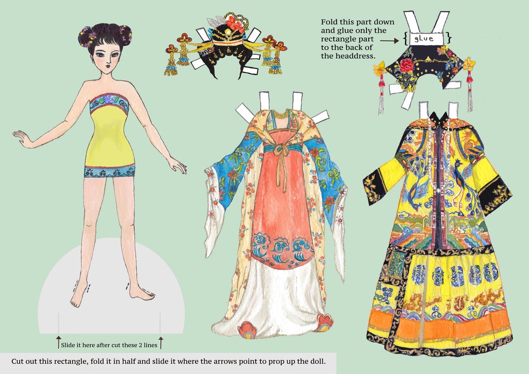 Chinese Paper Doll Set Color in Vintage Paperdolls Etsy