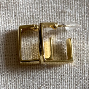 Gold Square Hoop Earrings, Gold Plated Hoop Earrings, Gold Plated Design Hoops