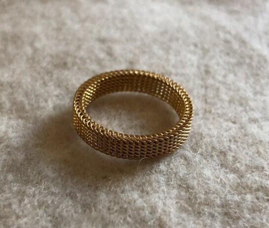 Gold Plated Steel Mesh Ring Gold Plated Chain Link Ring 