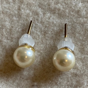 Vintage gouden pareloorbellen, pareloorbellen, witte parelstekers