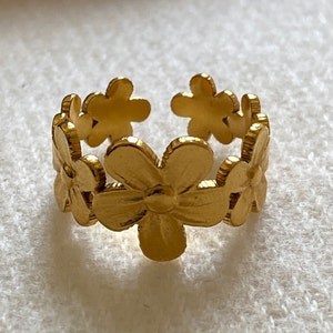 Gold Plated Flower Design Ring, Gold Flower Ring, Gold Statement Ring