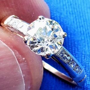 Art Deco Diamond Engagement Ring: 14k Gold & Platinum Solitaire