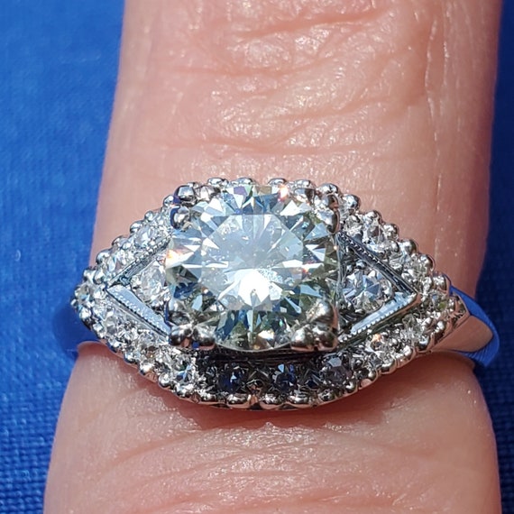 Earth mined European Diamond Deco Engagement Ring… - image 4