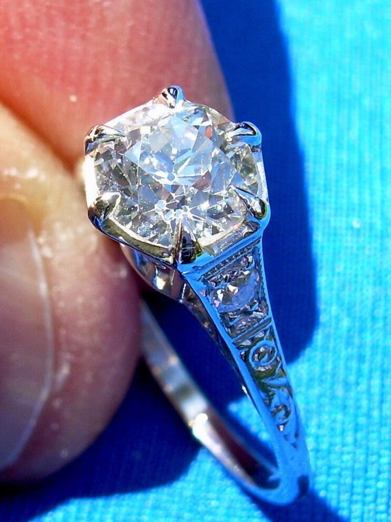 Earth mined European cut Diamond Art Deco Engagem… - image 1
