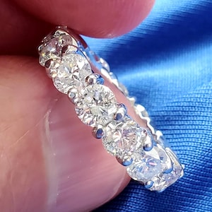 Vintage Diamond Eternity Band: Platinum Art Deco Anniversary Ring, Size 7