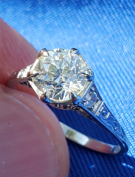 Earth mined European cut Diamond Art Deco Engagem… - image 8