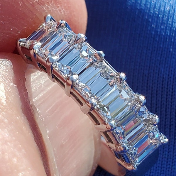 Earth mined Diamond Emerald cut Art Deco Ring. Vintage Natural Diamond Platinum Band