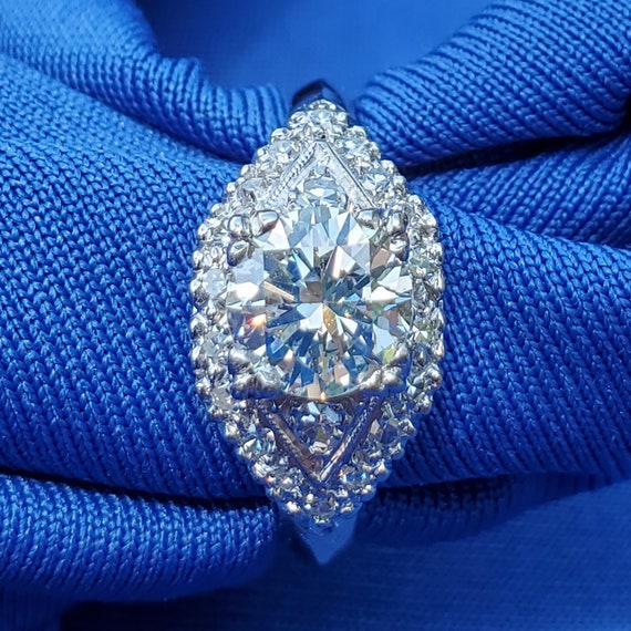 Earth mined European Diamond Deco Engagement Ring… - image 7