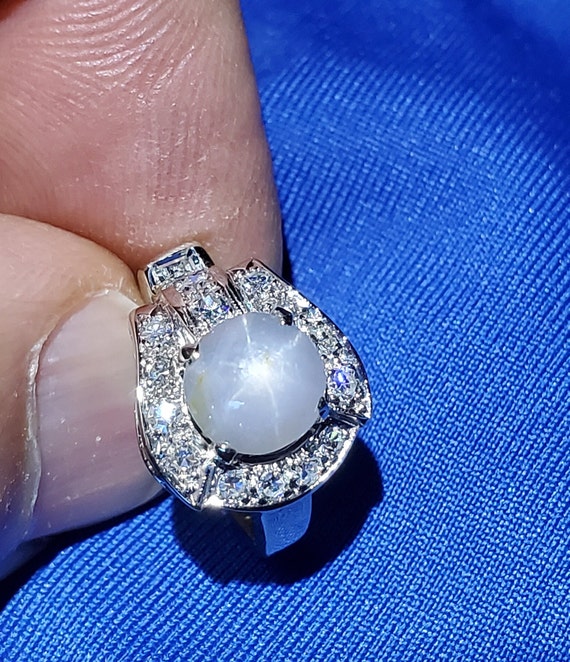 Earth mined 2.75 carat Star Sapphire Diamond Art … - image 5