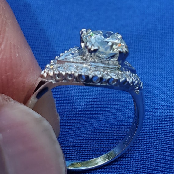 Earth mined European Diamond Deco Engagement Ring… - image 3