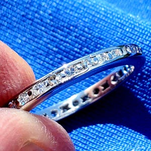 Art Deco Diamond Eternity Band: Antique Platinum Stacking Ring