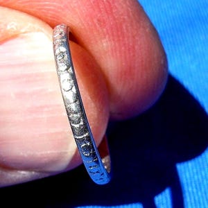 SOLID REAL Platinum Original Art Deco Wedding Band. Vintage HAND Engraved Platinum Stacking Slim Ring Anniversary Ornate Designer 1920s