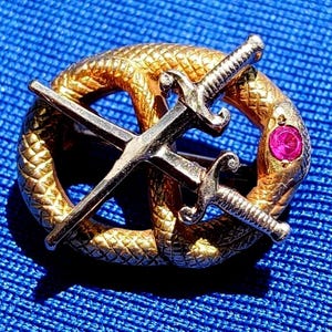 Genuine Vintage Deco Serpent Solid 10k Gold Pin. 10k Gold Elegant sophisticated Antique Snake Brooch Hand made Gift Women Holiday Birthday