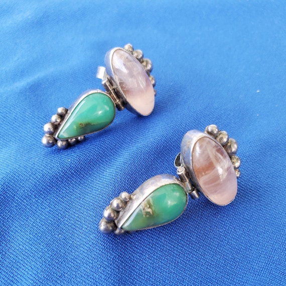 Solid Sterling Silver 925 Rose Quartz Chrysoprase… - image 7
