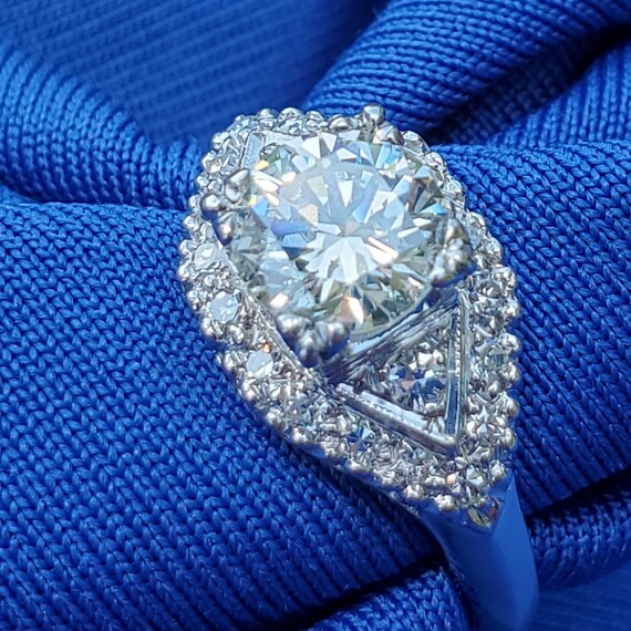 Earth mined European Diamond Deco Engagement Ring… - image 6
